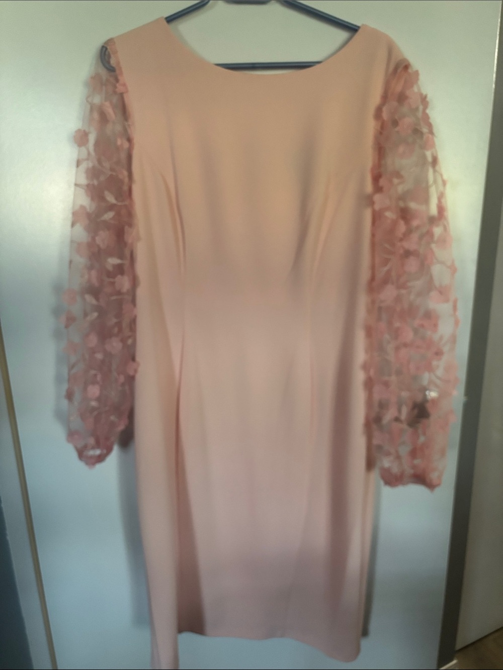 connected apparel Peach Floral-Appliqué Long Sleeve Midi Dress
